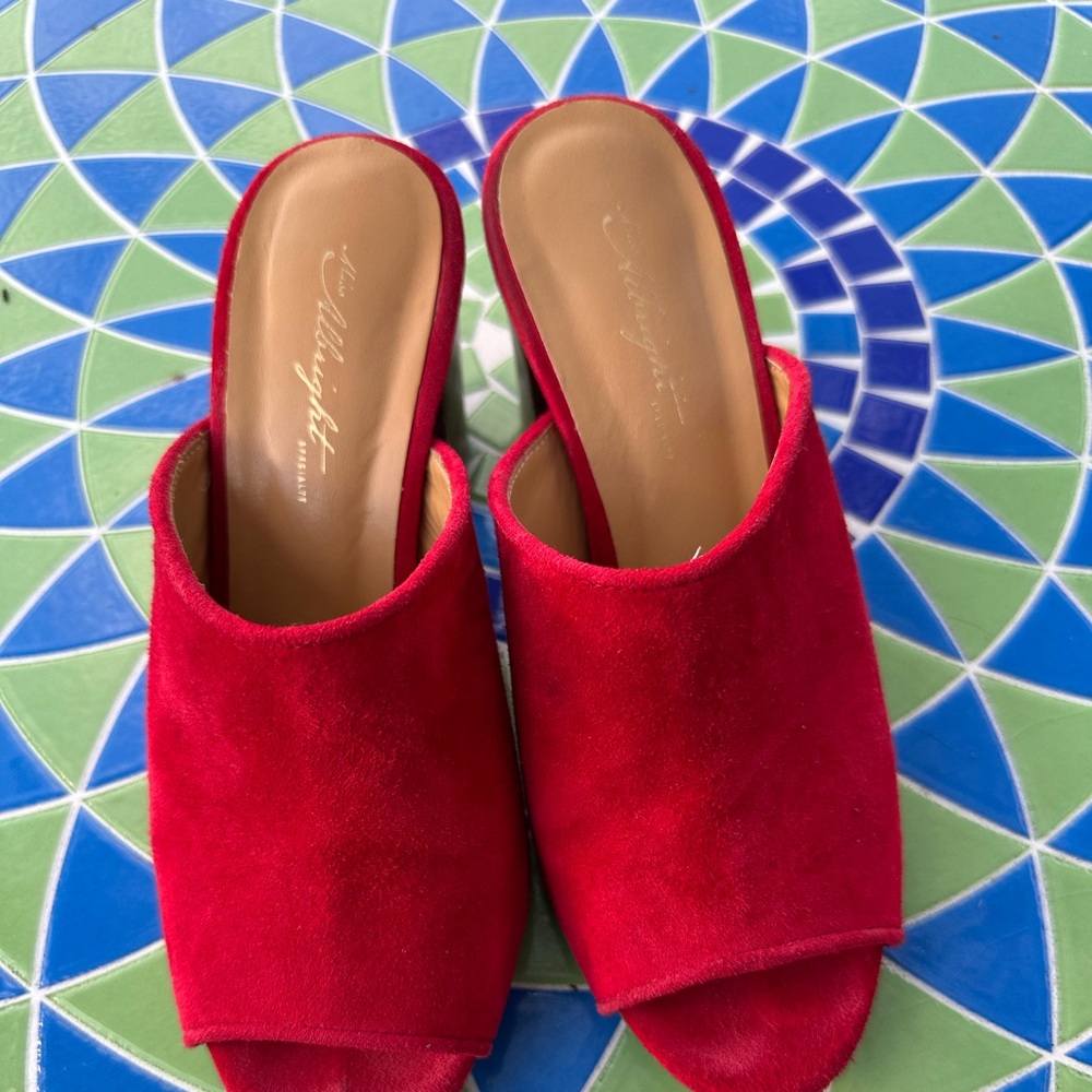 Red slip on shoe in suede worn couple times